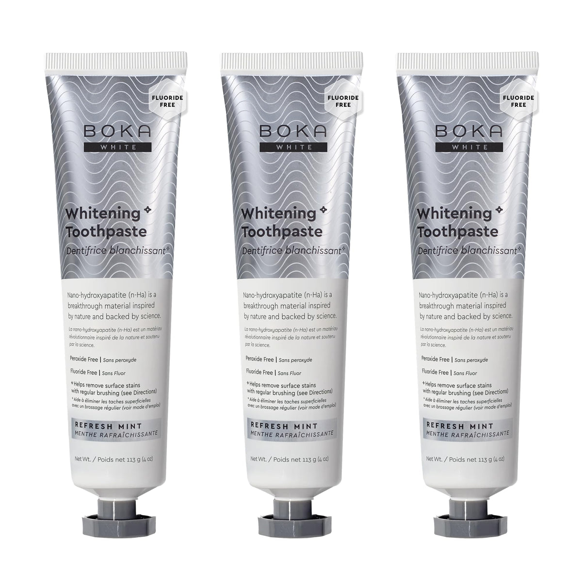 Boka nano-hydroxyapatite toothpaste with mint, 4 oz, 3-pack, US made