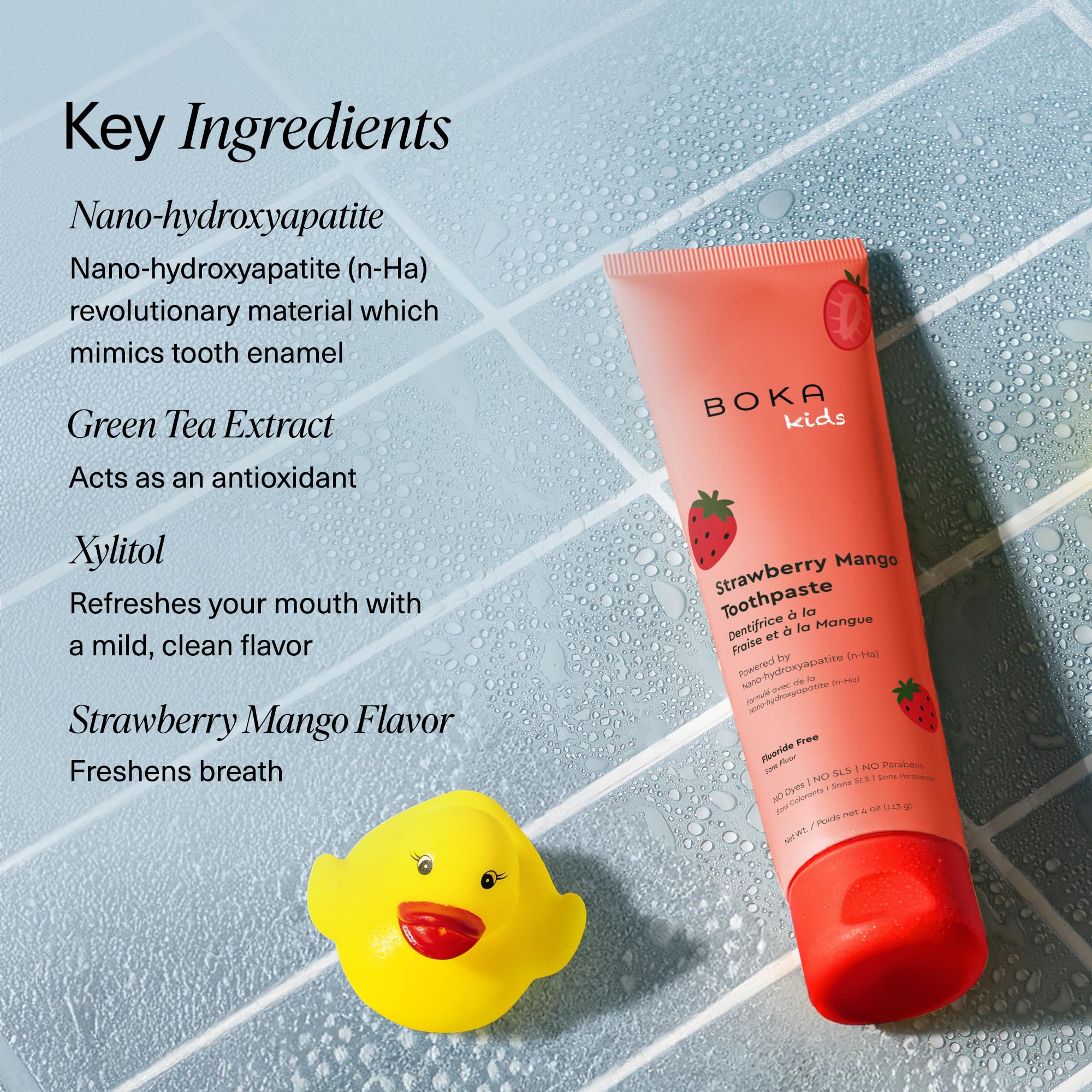 Strawberry Mango flavored kids toothpaste, 4 oz