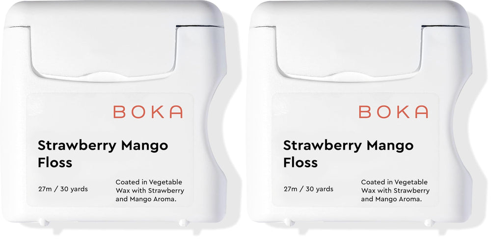 Boka Strawberry Mango Woven Dental Floss packaging close-up