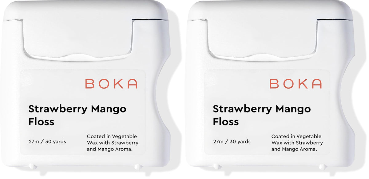 Boka Strawberry Mango Woven Dental Floss packaging close-up