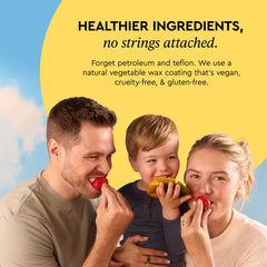Natural vegetable wax floss label showing vegan and PFAS-free