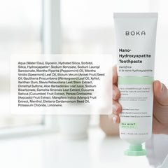 Product packaging showing fluoride-free formula
