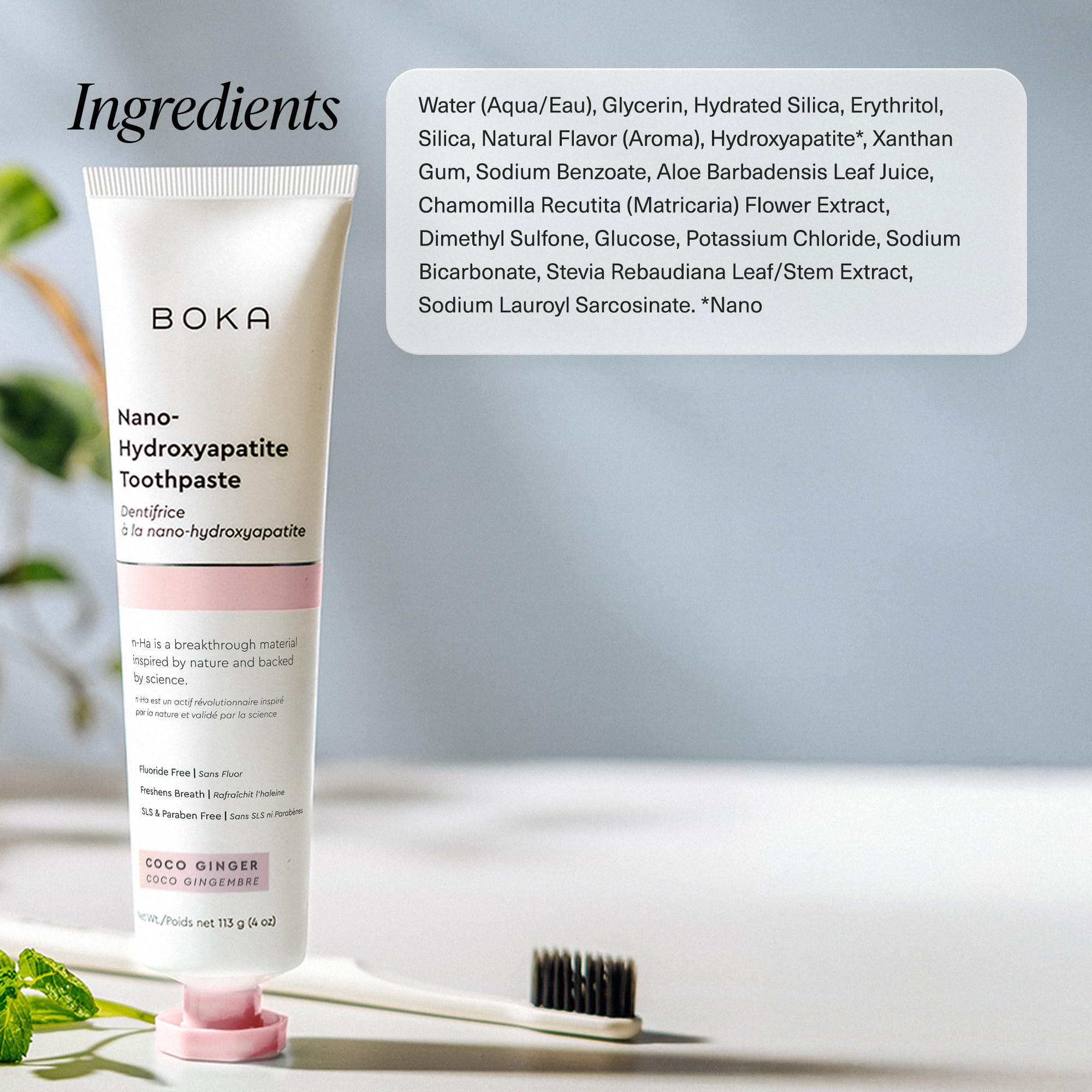 US-manufactured Boka toothpaste packaging, 4 oz