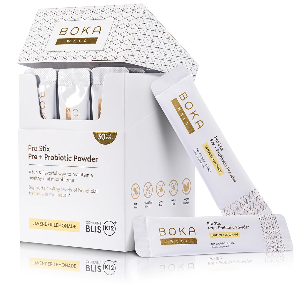 Boka Pro Stix 30-count box with Lemonade Lavender flavor packaging