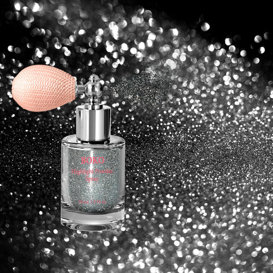Boko Body Glitter Spray bottle glistens for shimmering skin and easy portability