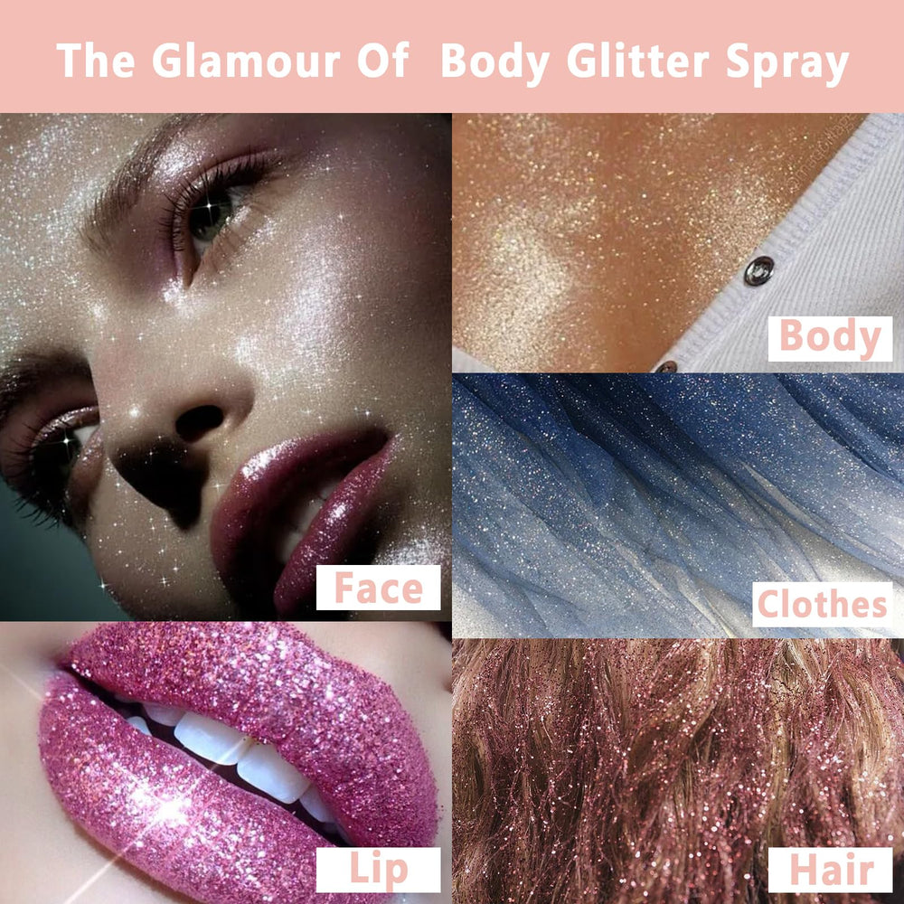 Boko glitter spray for clothing and accessories adds eye-catching shimmer.