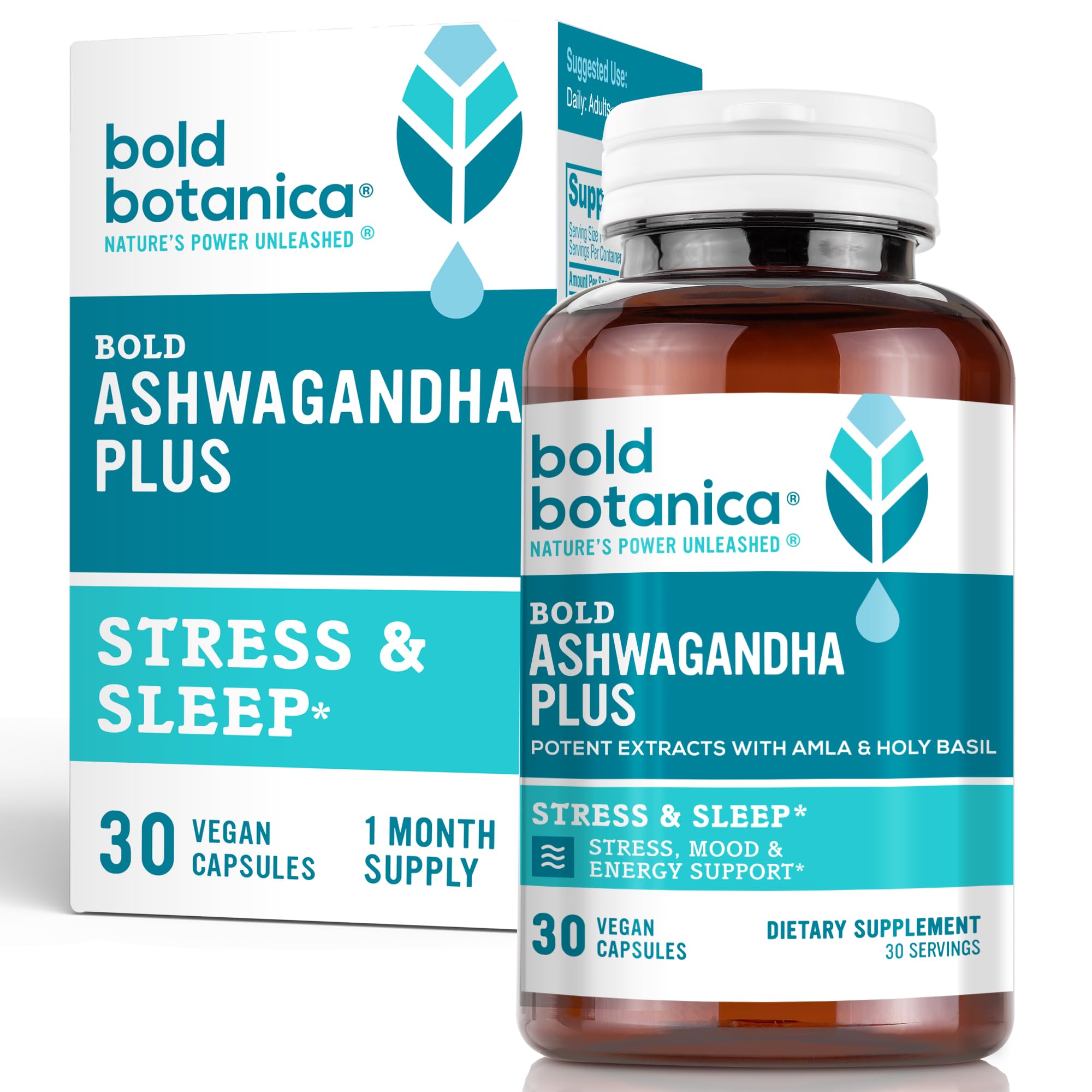 Bottled Bold Botanica Ashwagandha Plus with product label