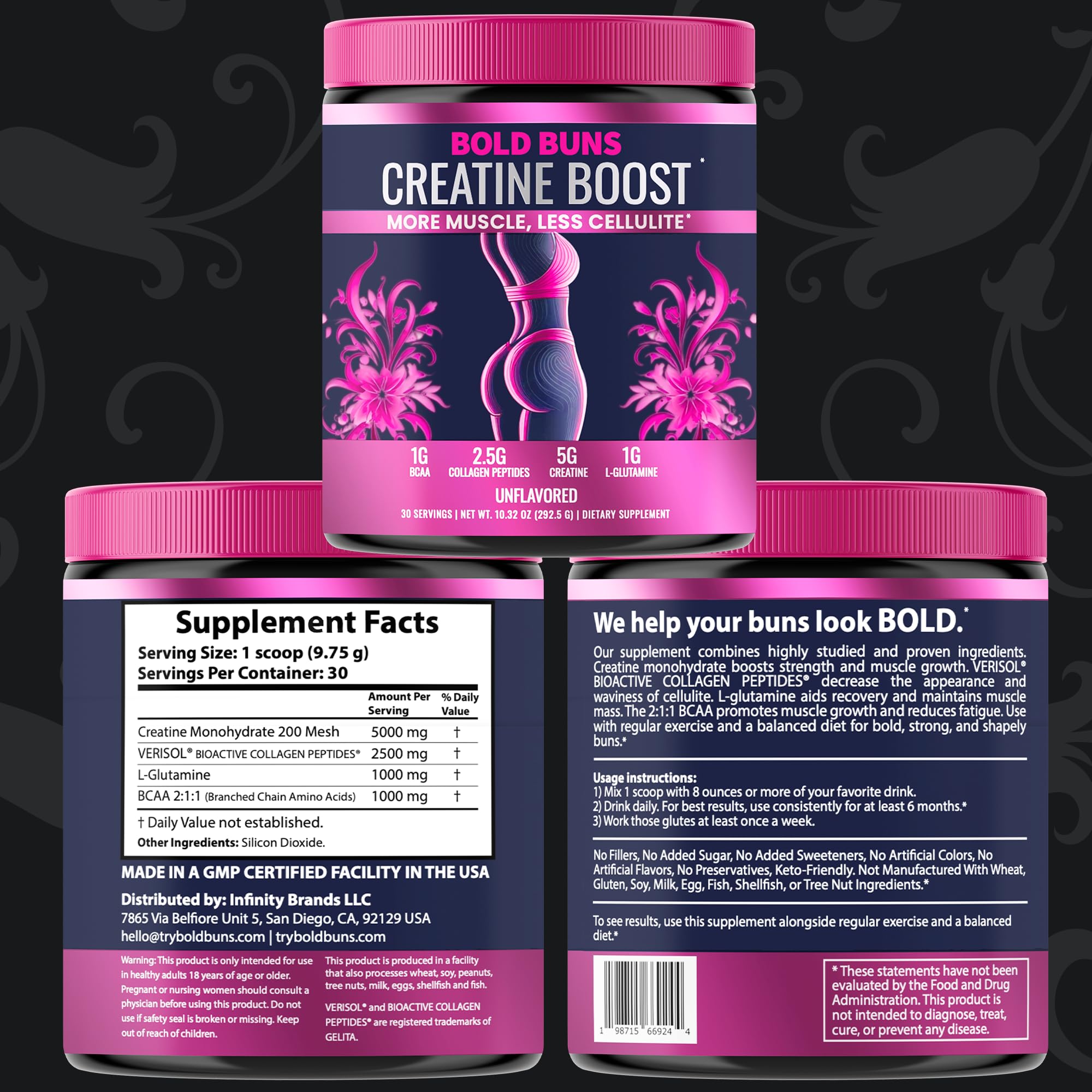 Nutrition facts and 30 servings on packaging