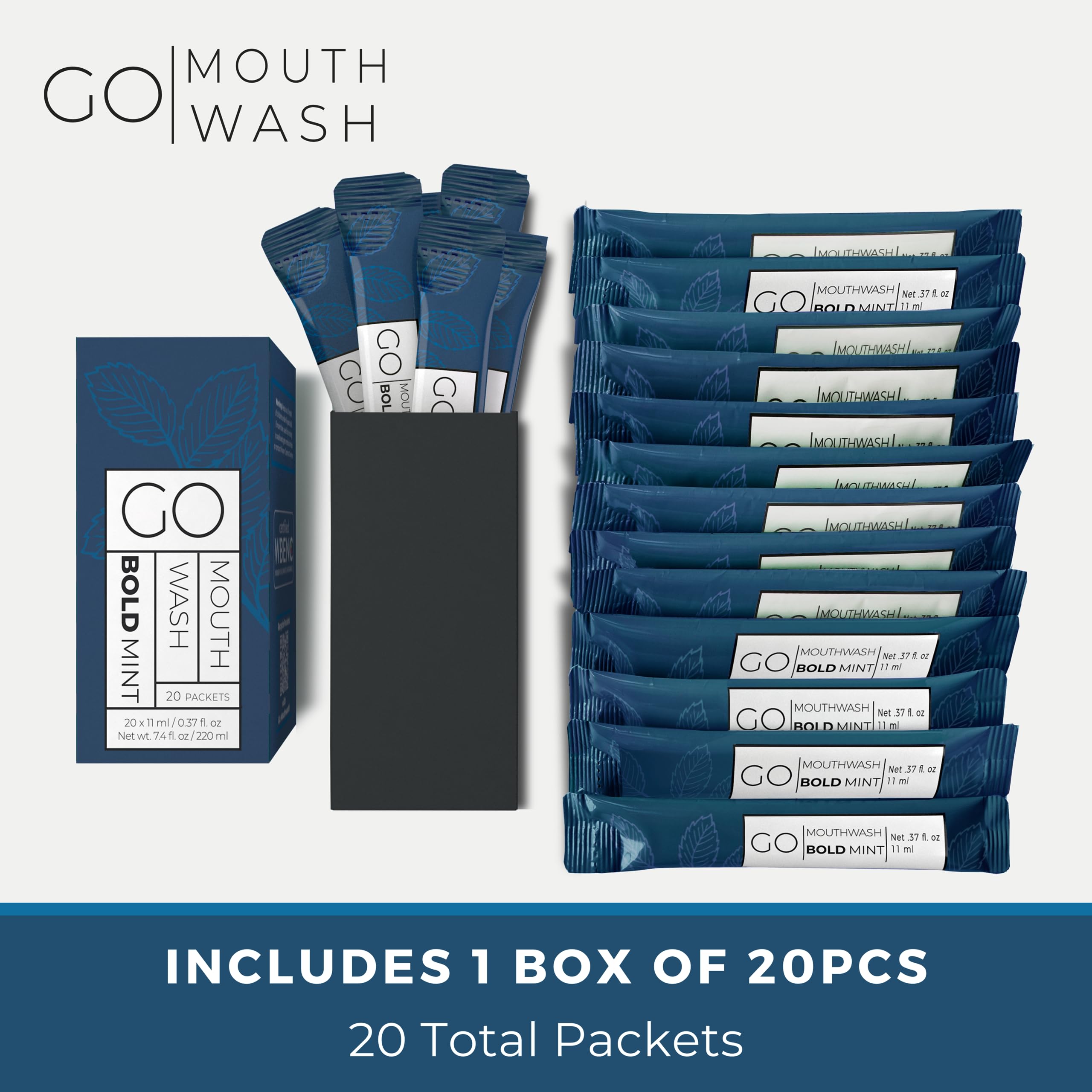 TSA-approved travel size mouthwash packets for carry-on toiletries