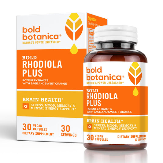 Bold Rhodiola Plus bottle on white background