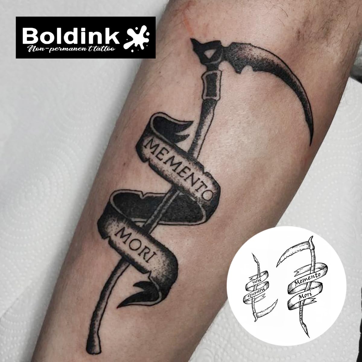 Boldink Death Scythe tattoo sheet design for edgy style.
