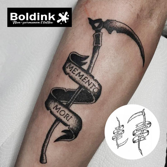 Boldink Death Scythe tattoo sheet design for edgy style.