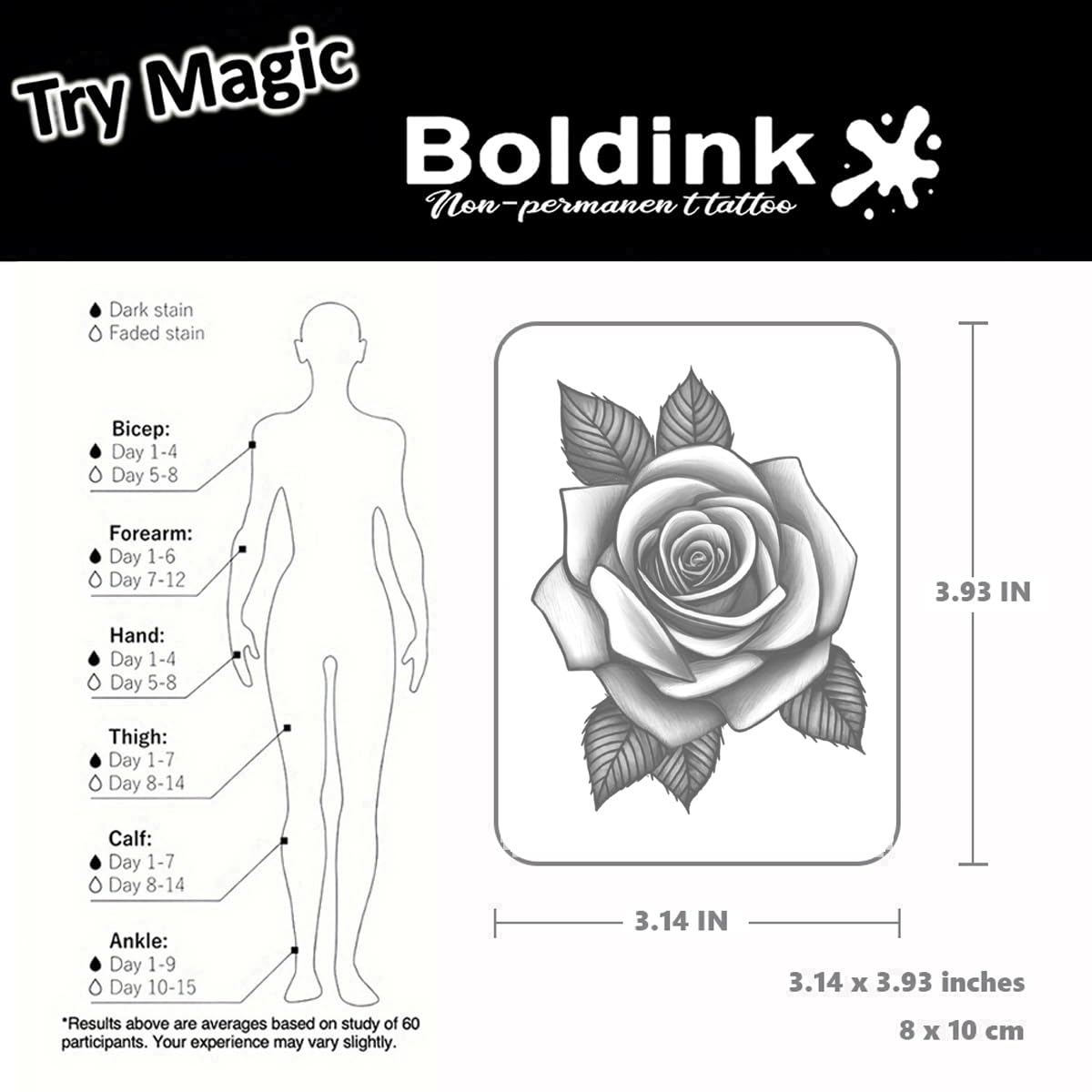 Boldink Flower-9 tattoo swatch highlighting water-resistant finish.