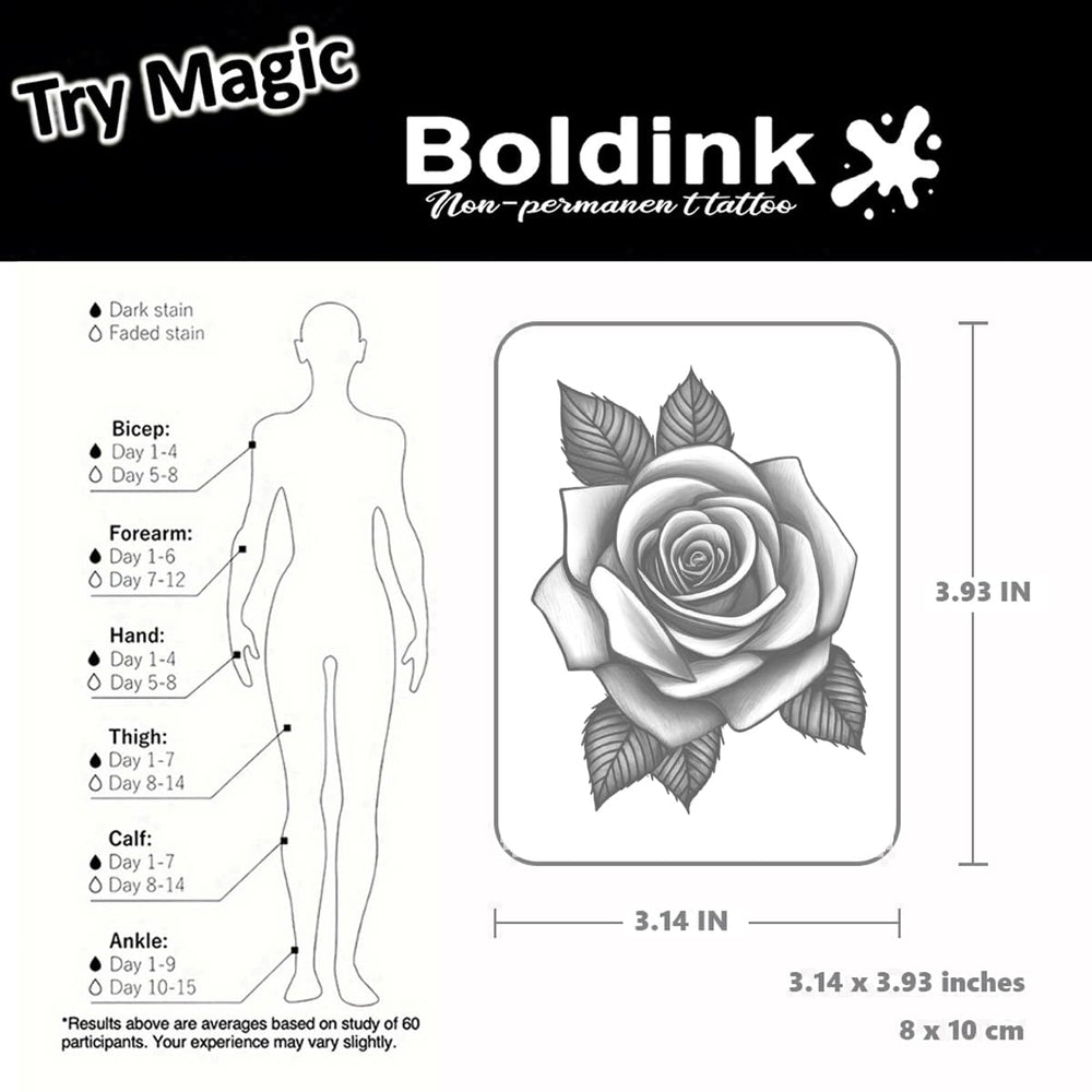 Boldink Flower-9 tattoo swatch highlighting water-resistant finish.