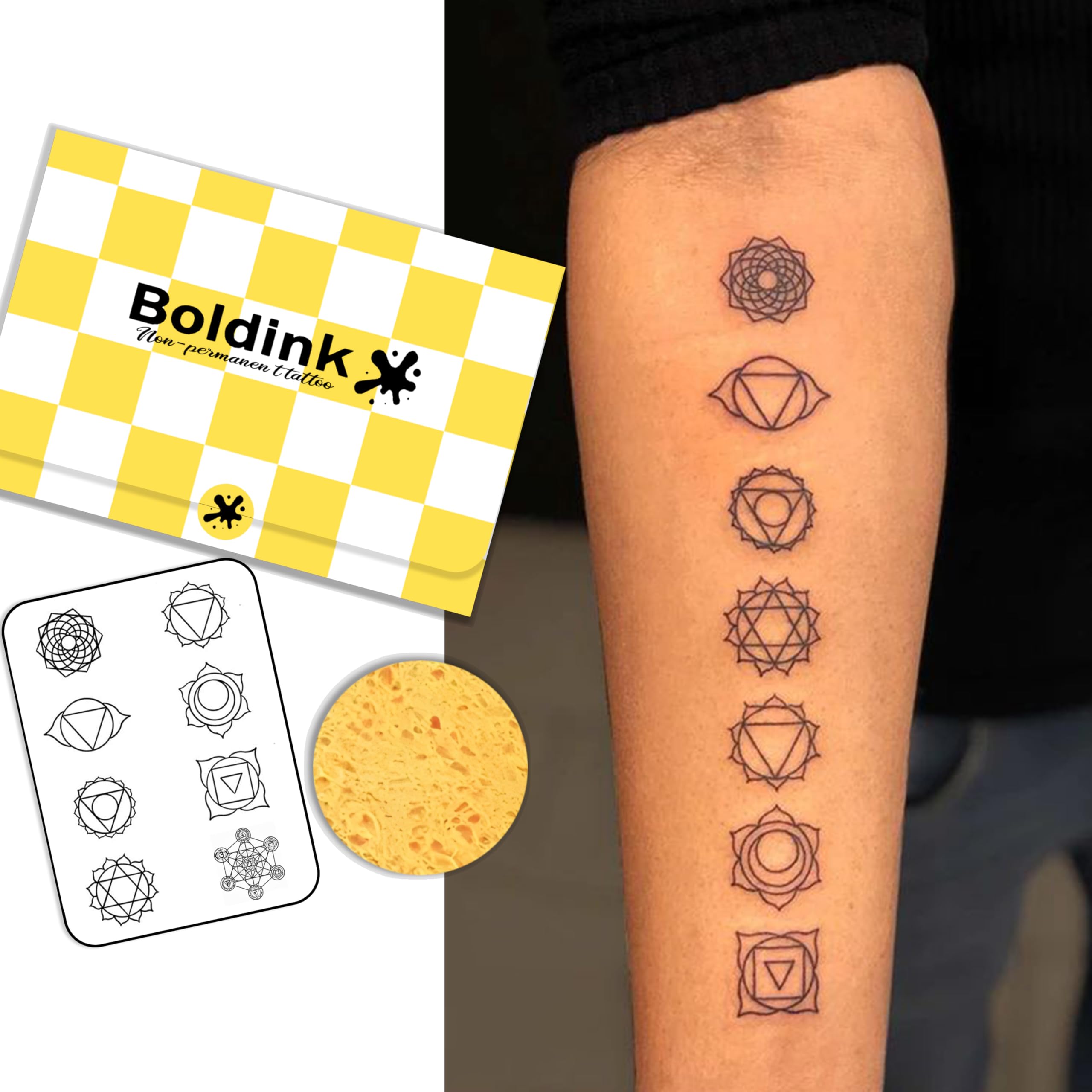 Boldink Geometric Patterns 2 pack shot, stylish temporary tattoos for daily wear