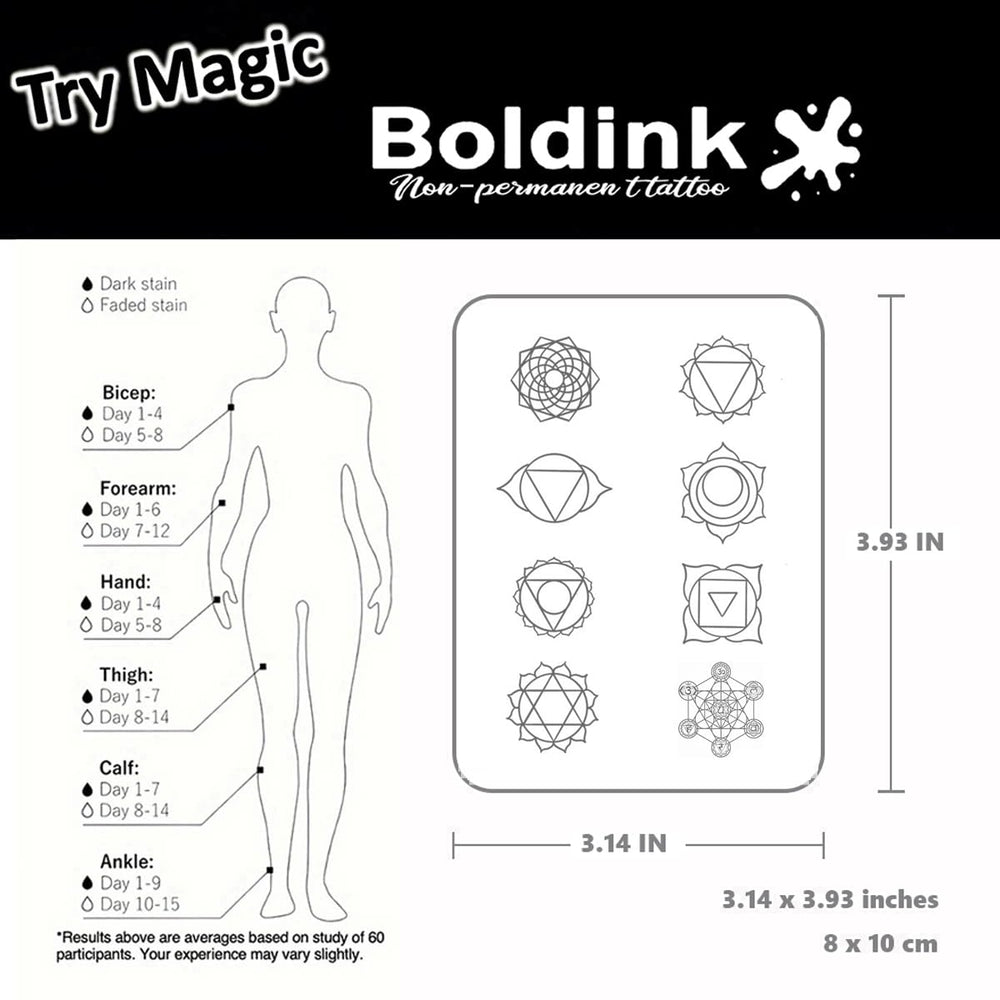 Boldink Geometric Patterns 2 skin application, quick 30-second tattoo transfer