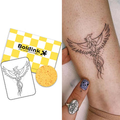 Boldink Line Phoenix tattoo applied in seconds for festival-ready look