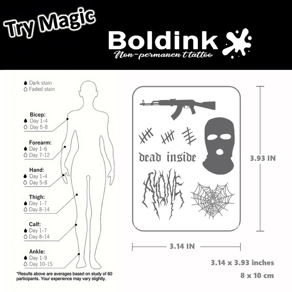 Boldink mini-pattern tattoo stays waterproof during workouts and showers.