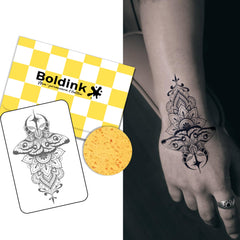 Boldink Moon Moth tattoo design on skin, waterproof and long lasting.