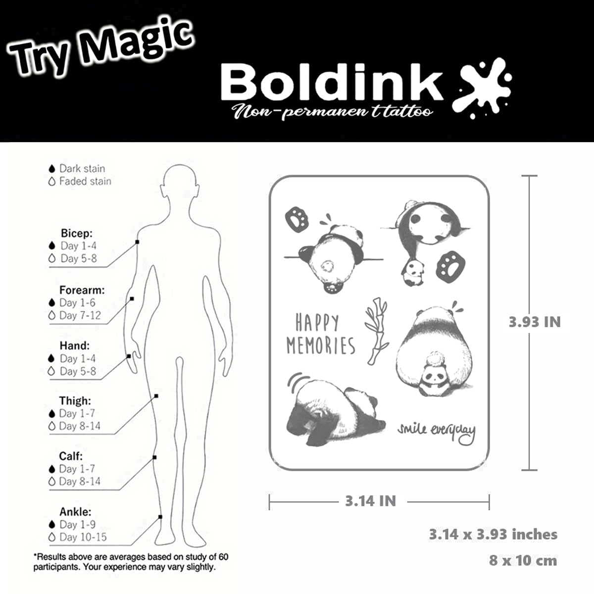 Boldink semi permanent tattoo lasting up to 14 days with natural color