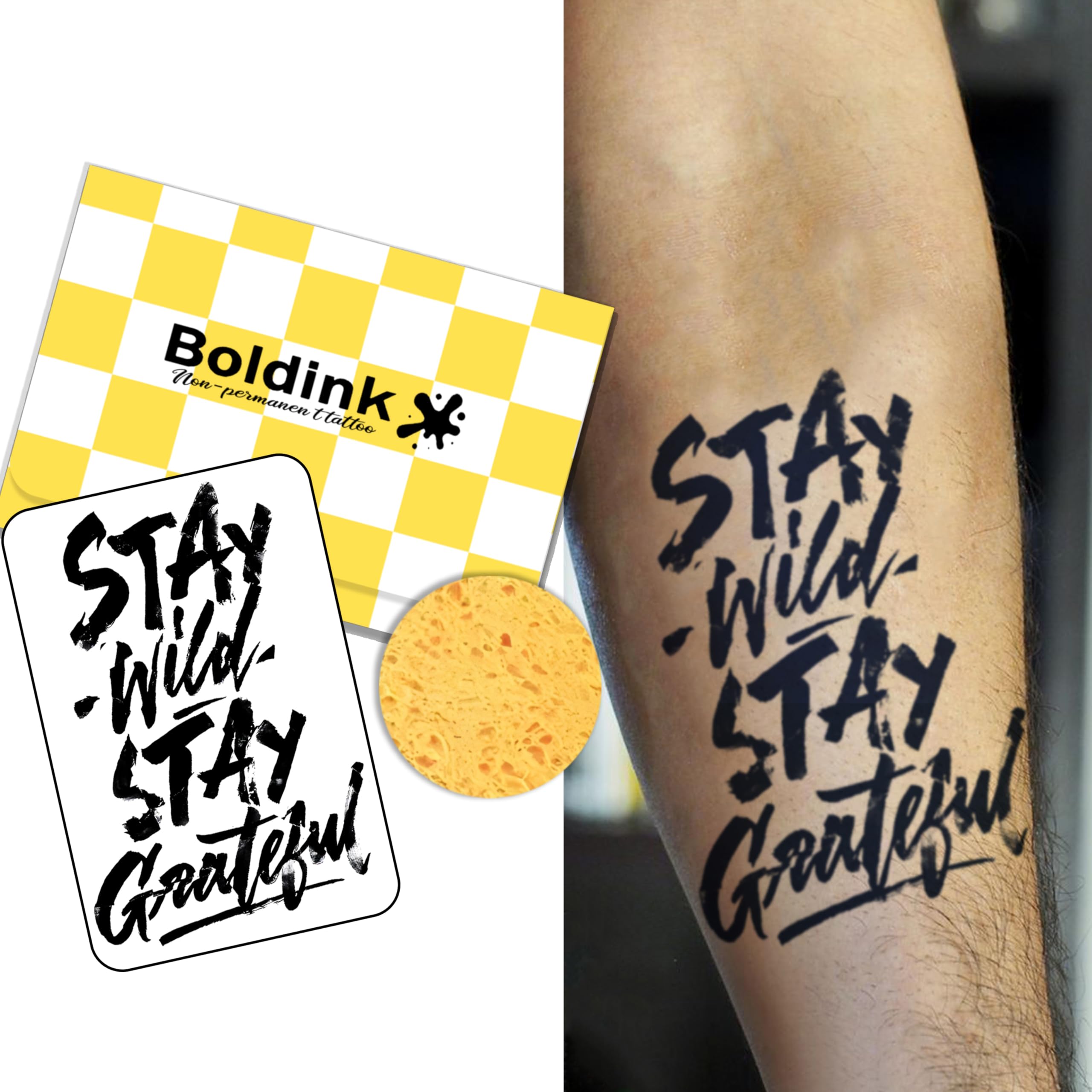 Boldink Stay Wild Script tattoo box for daily wear.