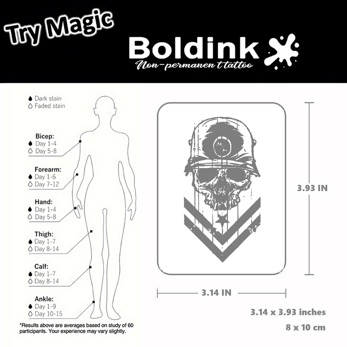 Boldink anti-reflective tattoo with matte finish for glare reduction