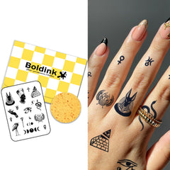 Boldink finger tattoo 24 pattern applied for a quick, realistic look.