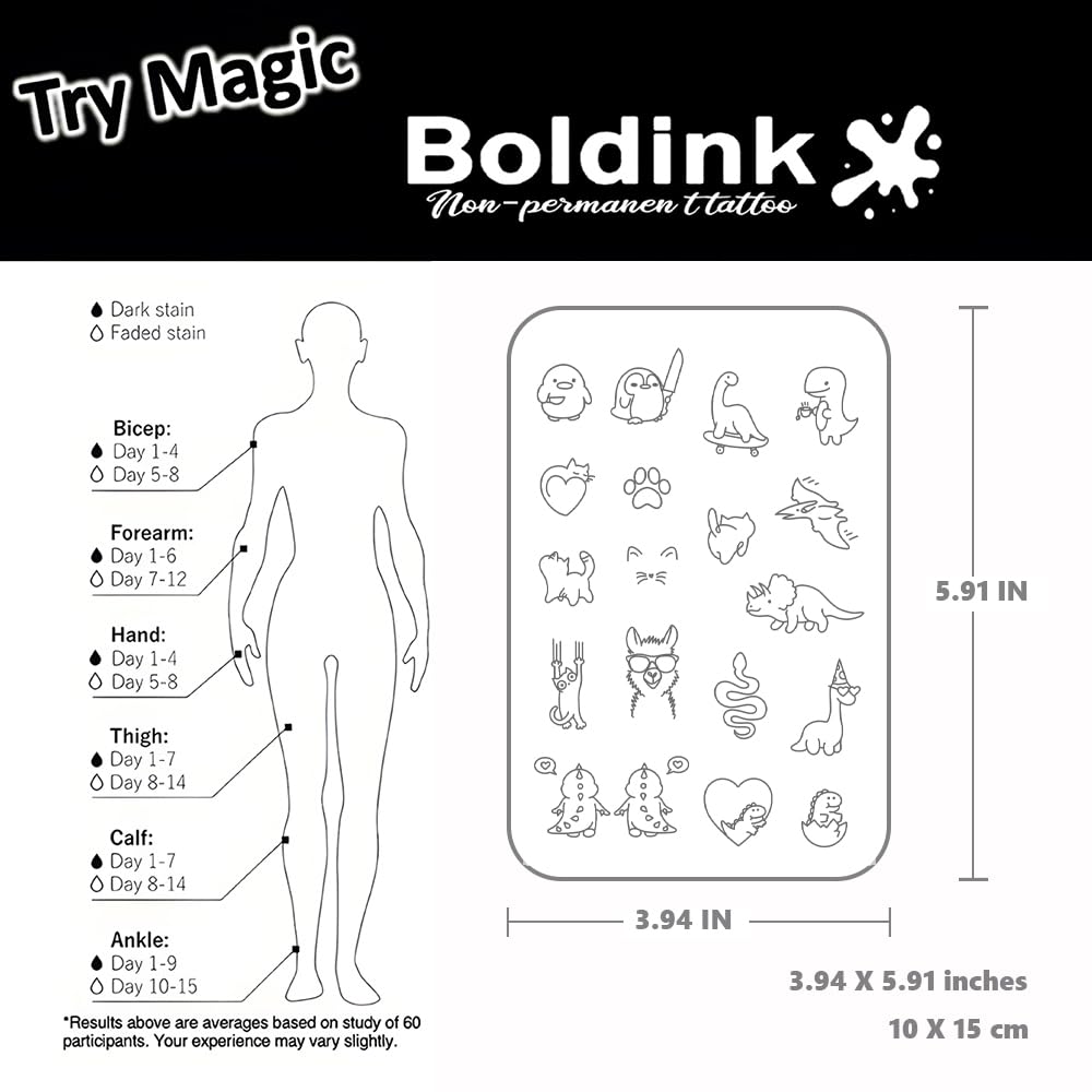 Boldink waterproof tattoos endure water and daily activity.