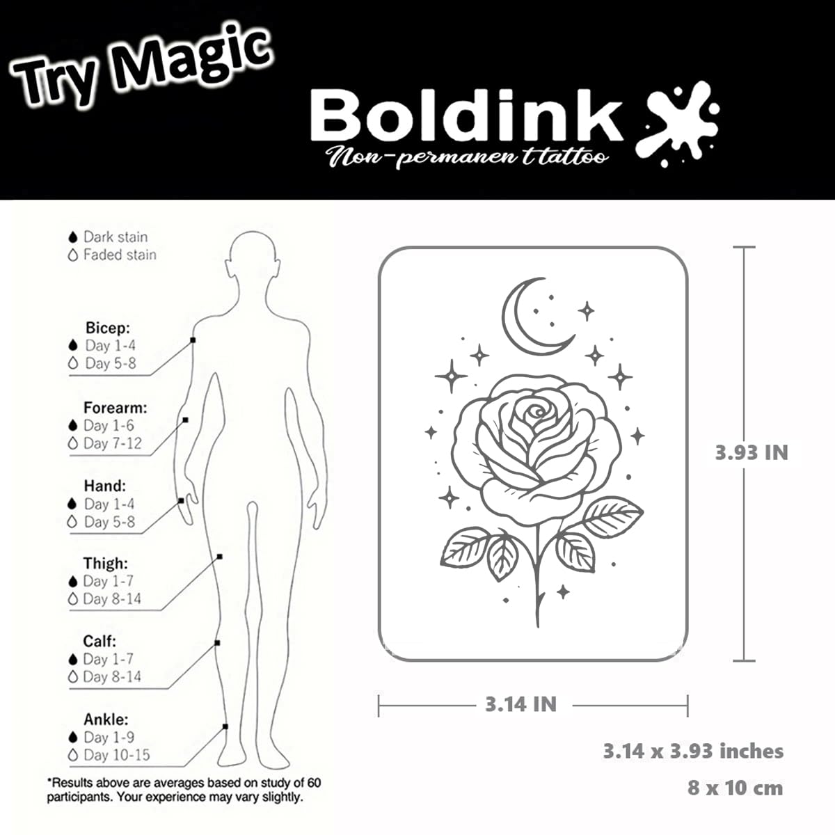 Boldink waterproof and wear-resistant tattoo ideal for festivals and daily wear.