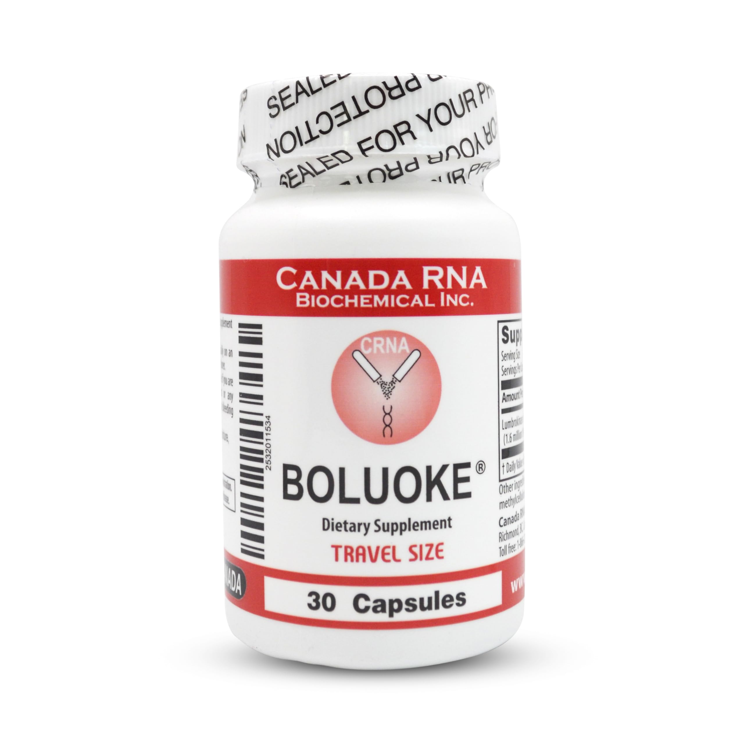 Boluoke Canada RNA Lumbrokinase bottle - front view