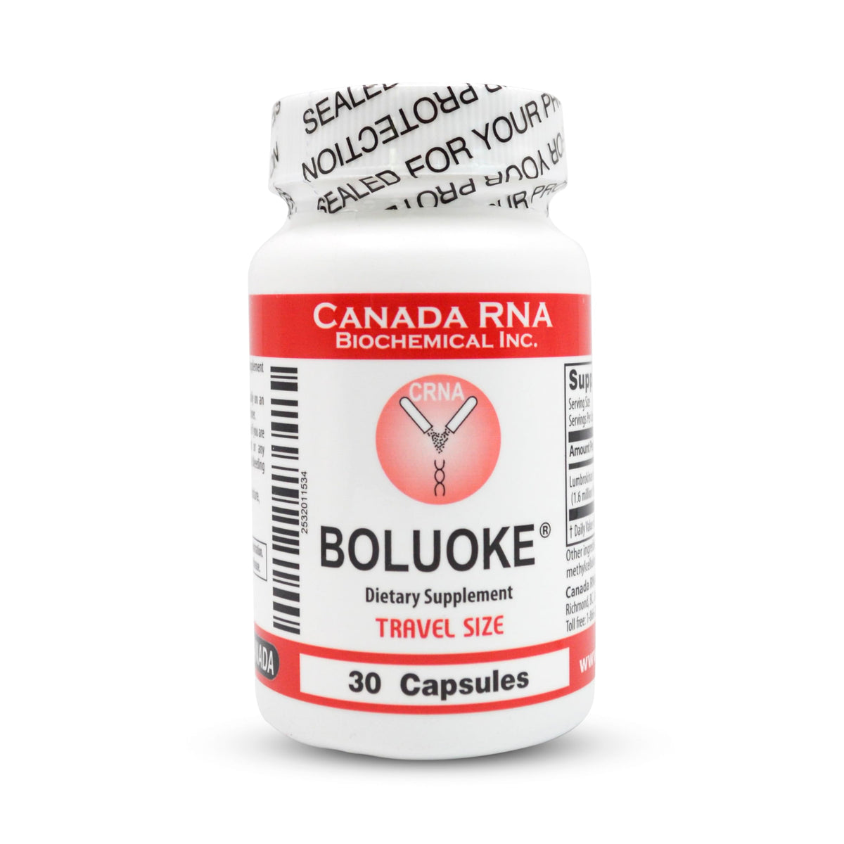 Boluoke Canada RNA Lumbrokinase bottle - front view
