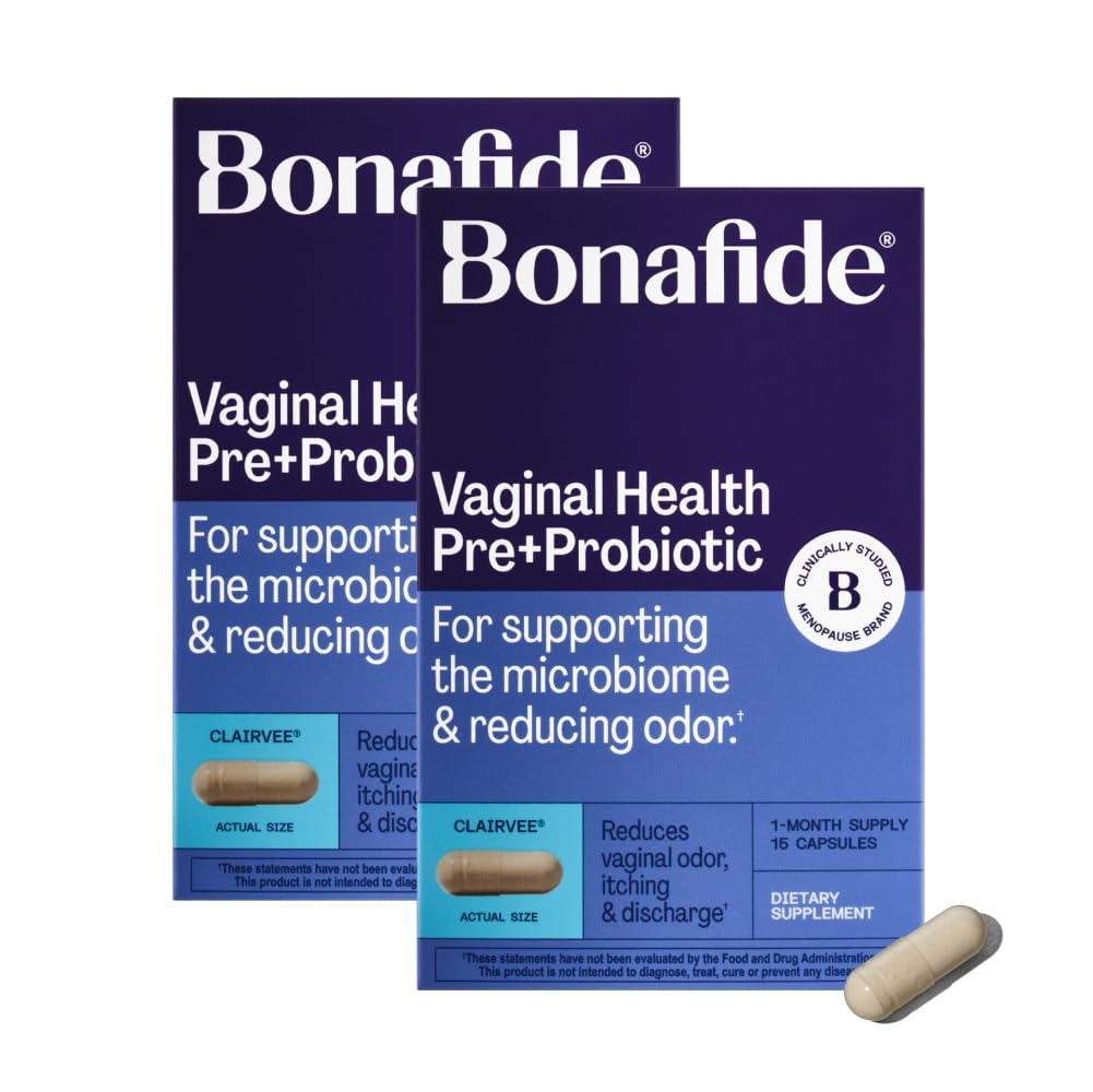 Bonafide Clairvee bottle packaging demonstrates clinical-grade vaginal probiotic for daily relief