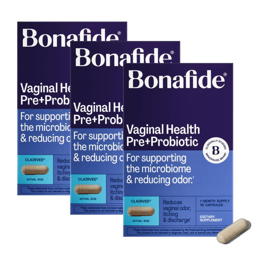 Bonafide Clairvee bottle pour shows easy daily probiotic intake for odor relief