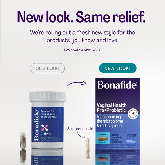 Bonafide Clairvee capsules closeup highlights daily relief and convenience