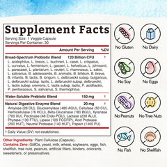 Probiotics with prebiotics and digestive enzymes