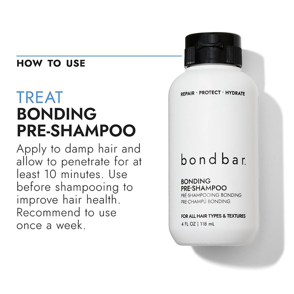 Bondbar PreShampoo Repair image emphasizes frizz control and moisture.