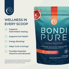 Bondi Pure bottle with glass showing Blood Orange flavor
