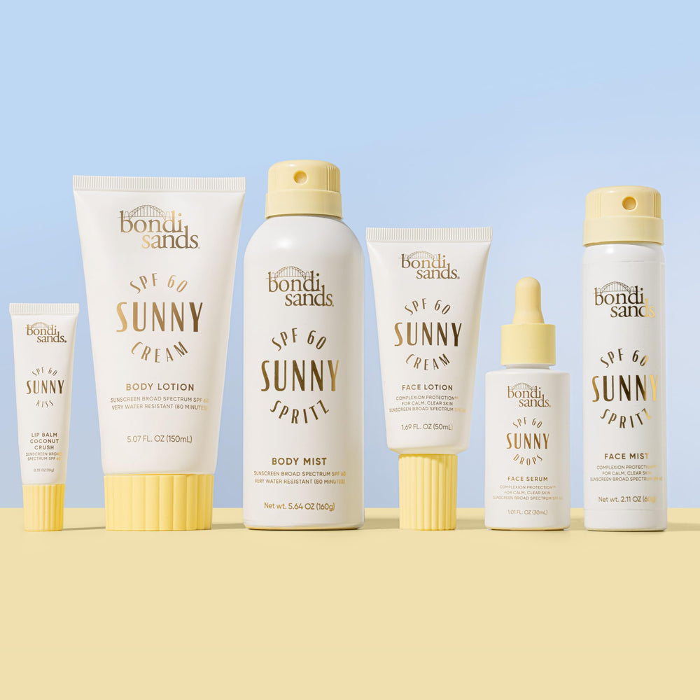 Bondi Sands Sunny Kiss SPF 60 packaging shot showcases nourishing formula.
