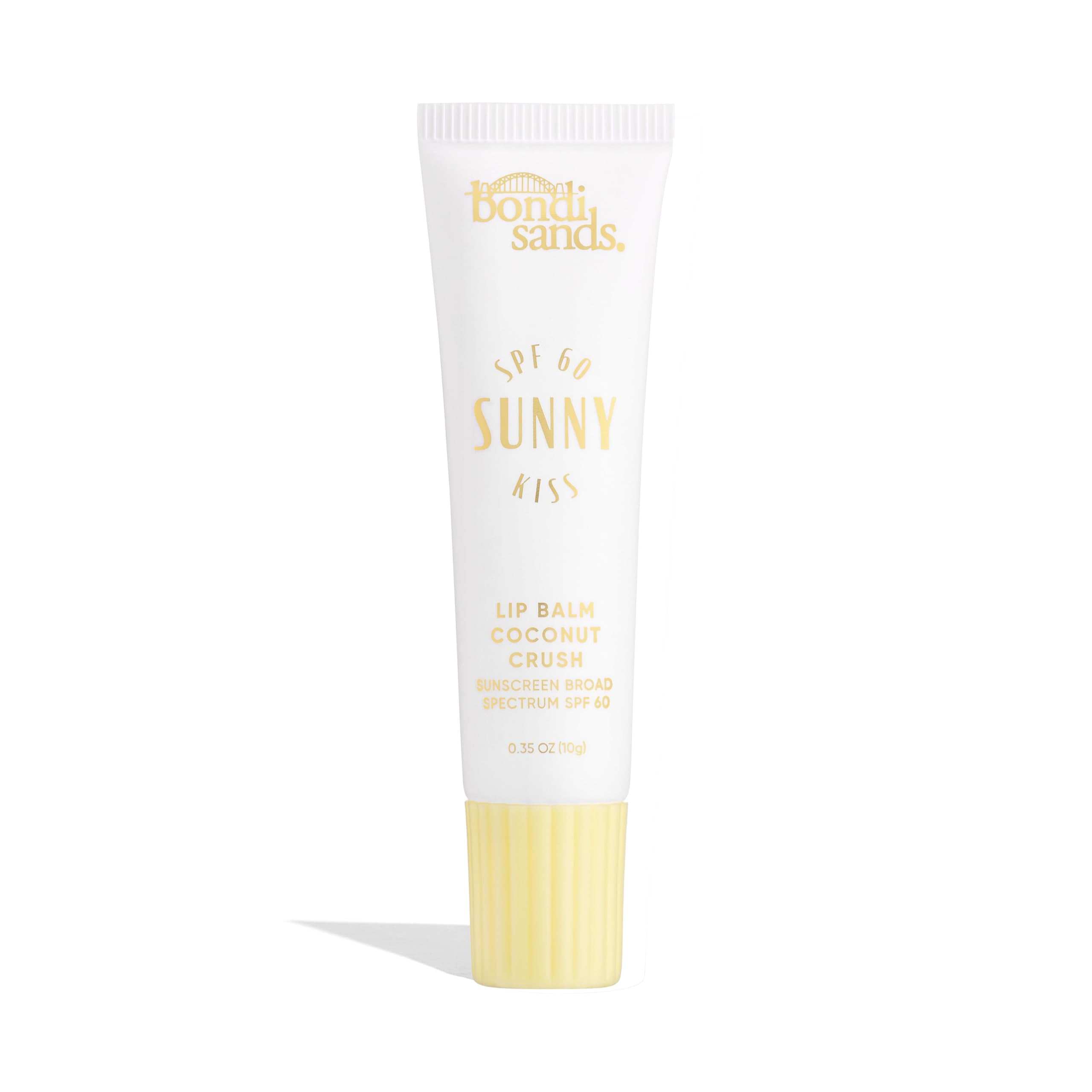 Bondi Sands Sunny Kiss SPF 60 lip balm packshot shows glossy finish and sun protection.