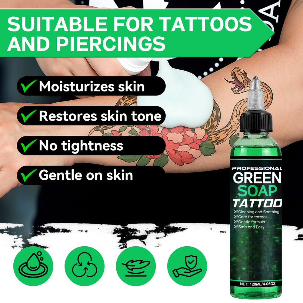 Bondtech Jabón Verde Tattoo: aplicación suave en piel sensible durante el tatuaje