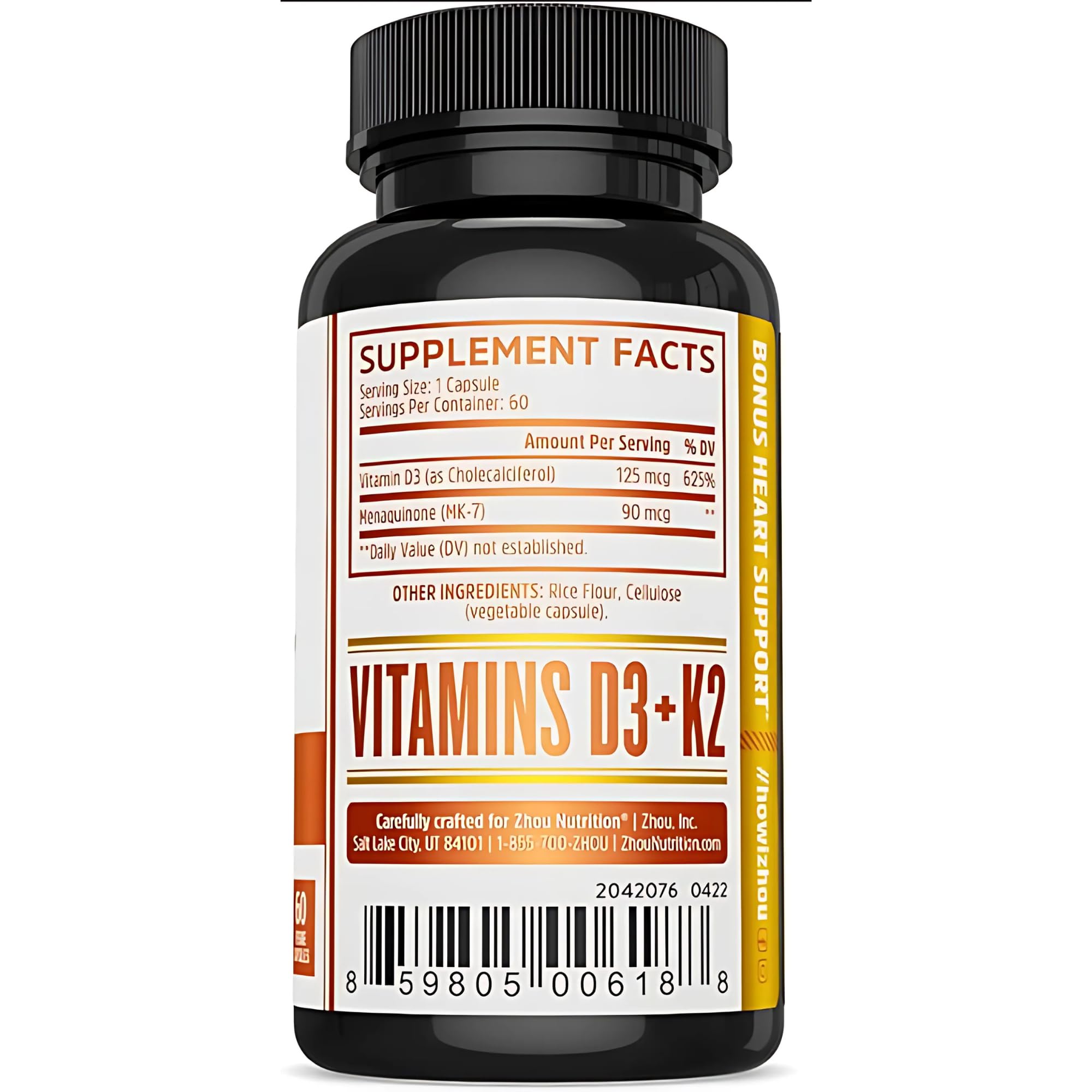 Vitamin D3 and K2 aiding calcium absorption for bone health