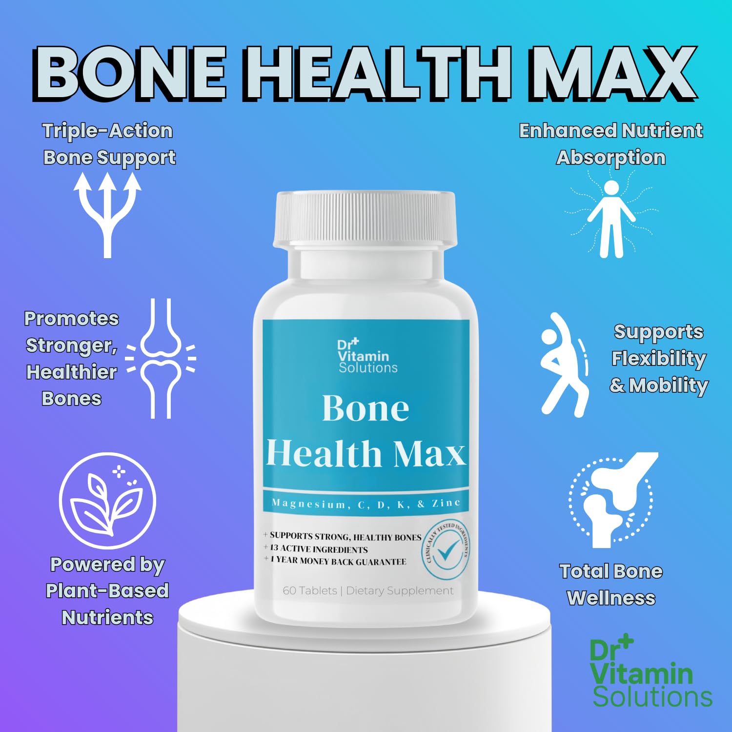 Calcium and magnesium symbols representing bone density