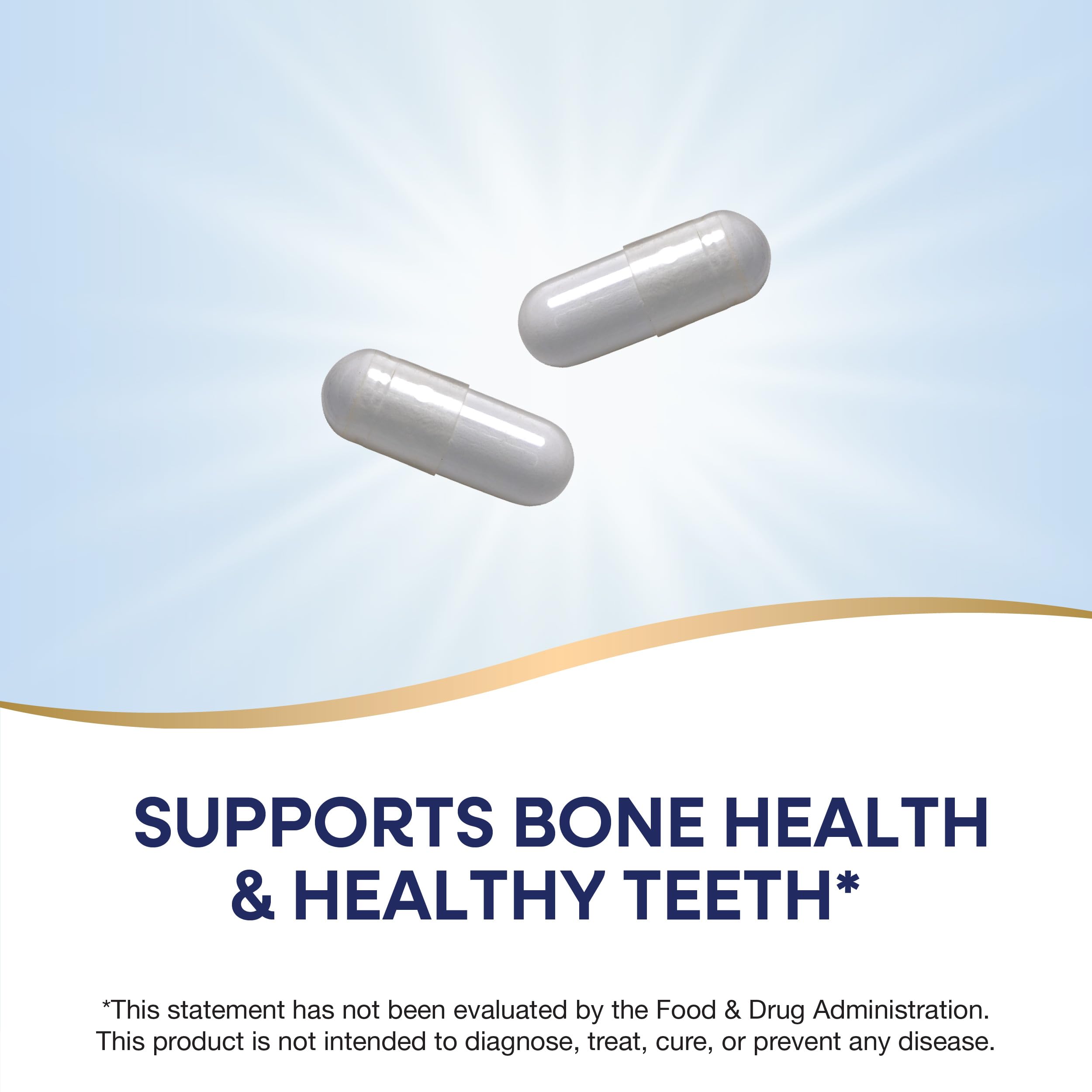 Diagram indicating calcium supports bone health and normal muscle function.