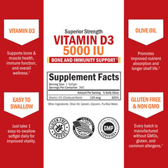 Vitamin D3 5000 IU supporting bone health