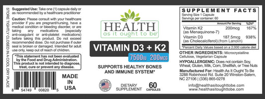 Vitamin D3 and K2 supporting bone health and calcium absorption