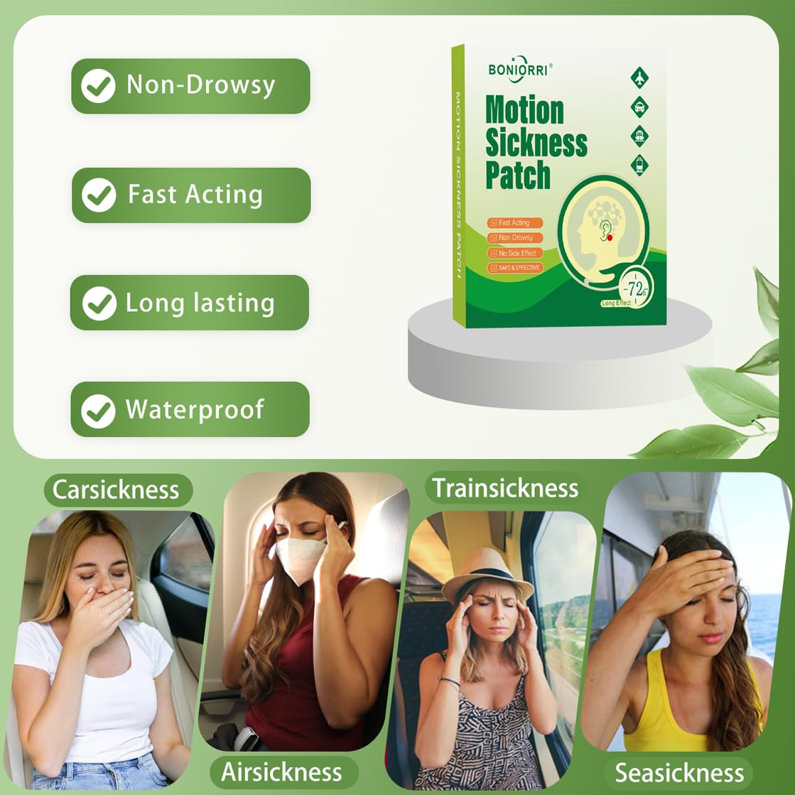 BONIORRI patches for navel-application during travel provide flexible placement.