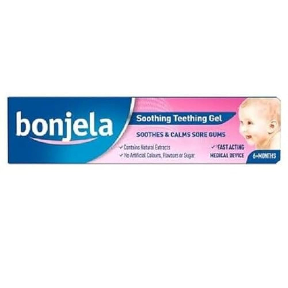 Bonjela Teething Gel 15g tube on white background