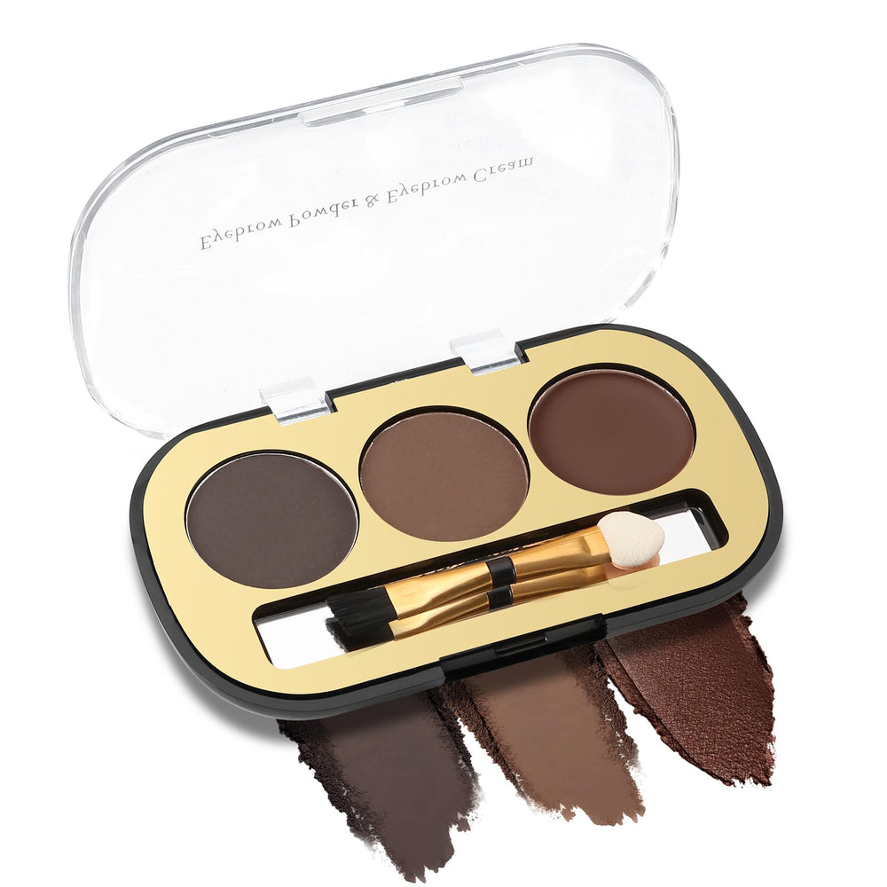 Boobeen 3-color eyebrow palette offers natural shades for versatile brow styling.