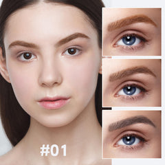 Boobeen eyebrow powder swatches showing gray-brown to light brown tones for blending.