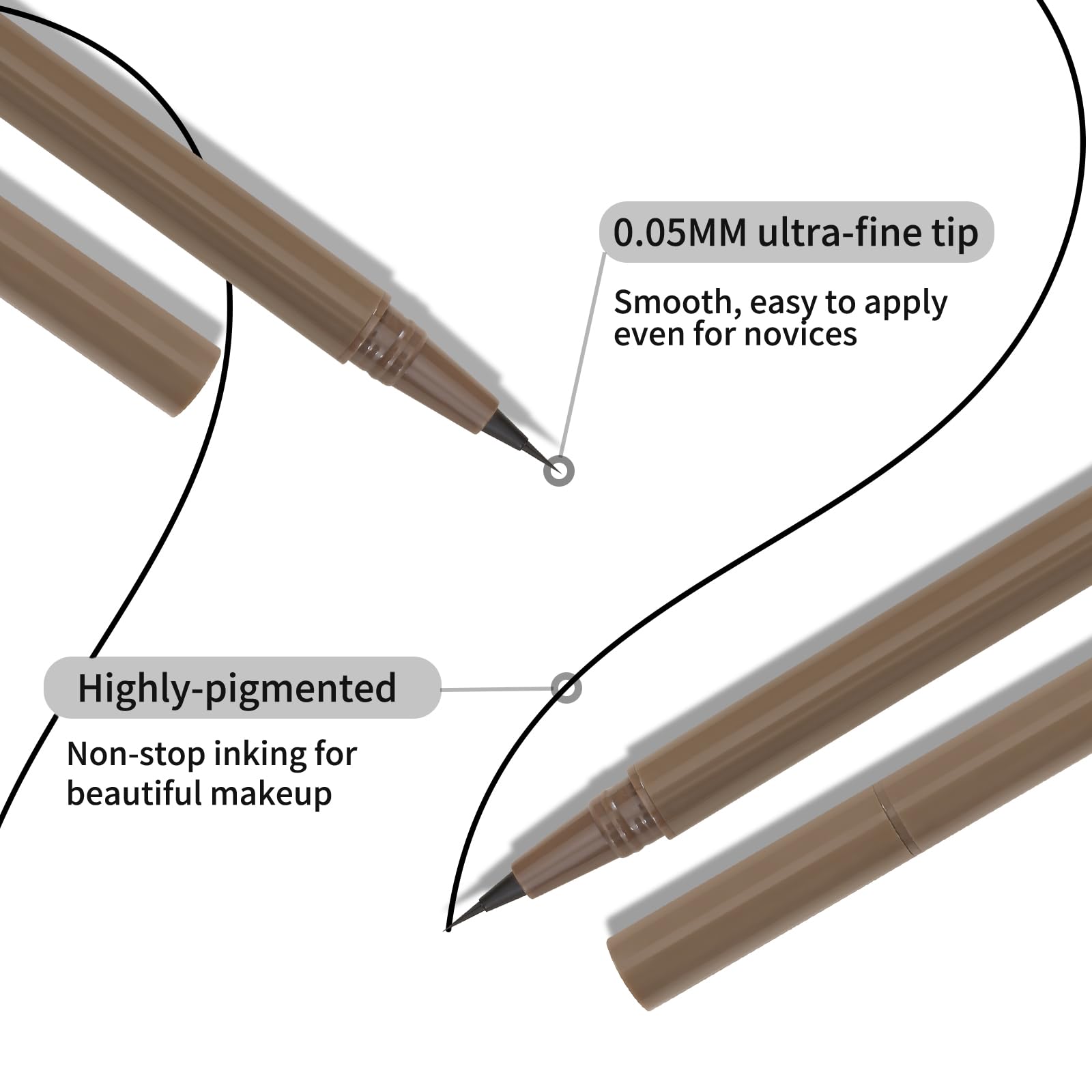 Boobeen Eyeliner Liquid Pen color options: black, brown, and coffee tones.